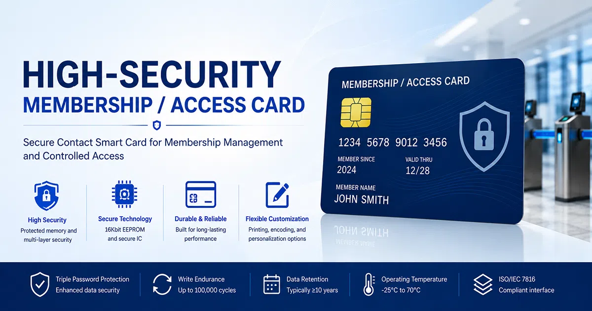 High-Security Membership Access Card — Secure Contact Smart Card for Membership Management and Access Control | CedaGlo