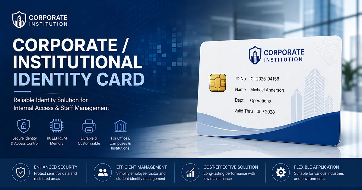 Corporate / Institutional Identity Card overview – 93C46 contact IC card for employee ID, access, visitor and attendance management