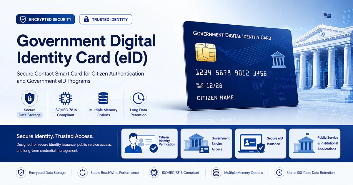 Government Digital Identity Card eID secure contact smart card for citizen authentication and eID programs by CedaGlo