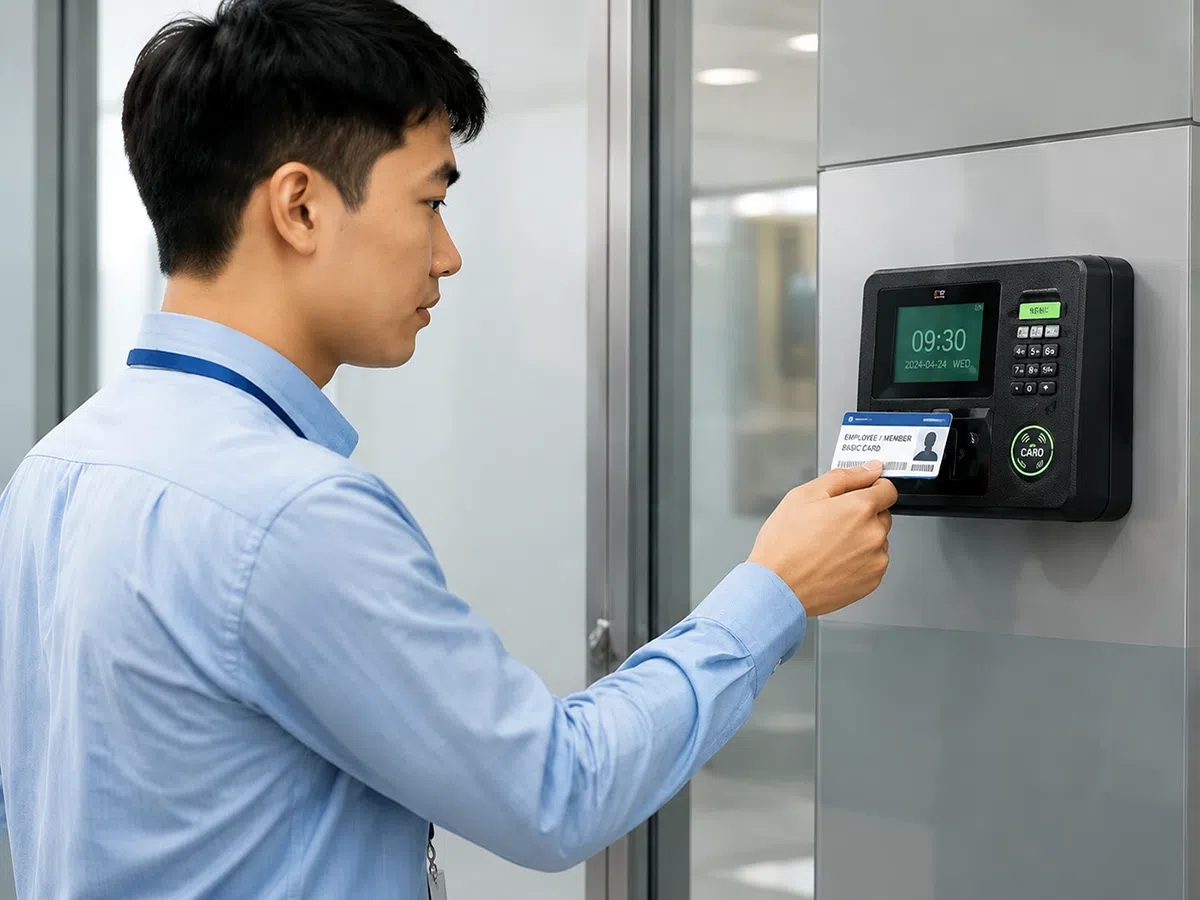 Contact smart card for employee ID and attendance tracking in office and factory environments