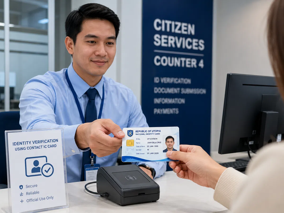 Contact IC card for government ID citizen services and identity verification