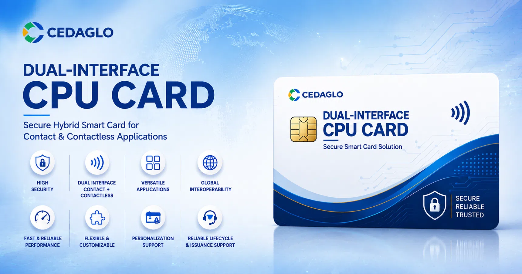 Dual-Interface CPU Card overview – secure ISO/IEC 7816 and ISO/IEC 14443 hybrid smart card for payment, transit and access applications