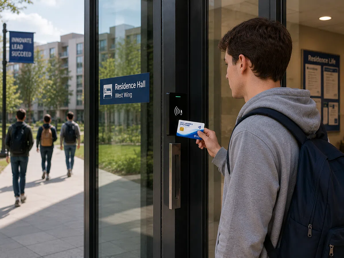 Dual-interface CPU card used for campus dormitory access and enterprise one-card systems