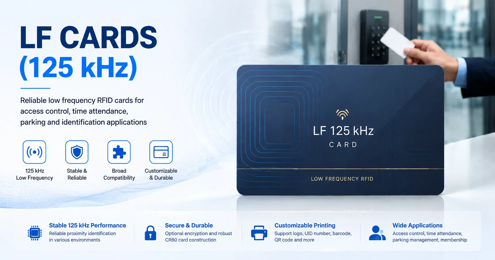 LF RFID Cards 125 kHz – access control, time attendance, parking and membership applications