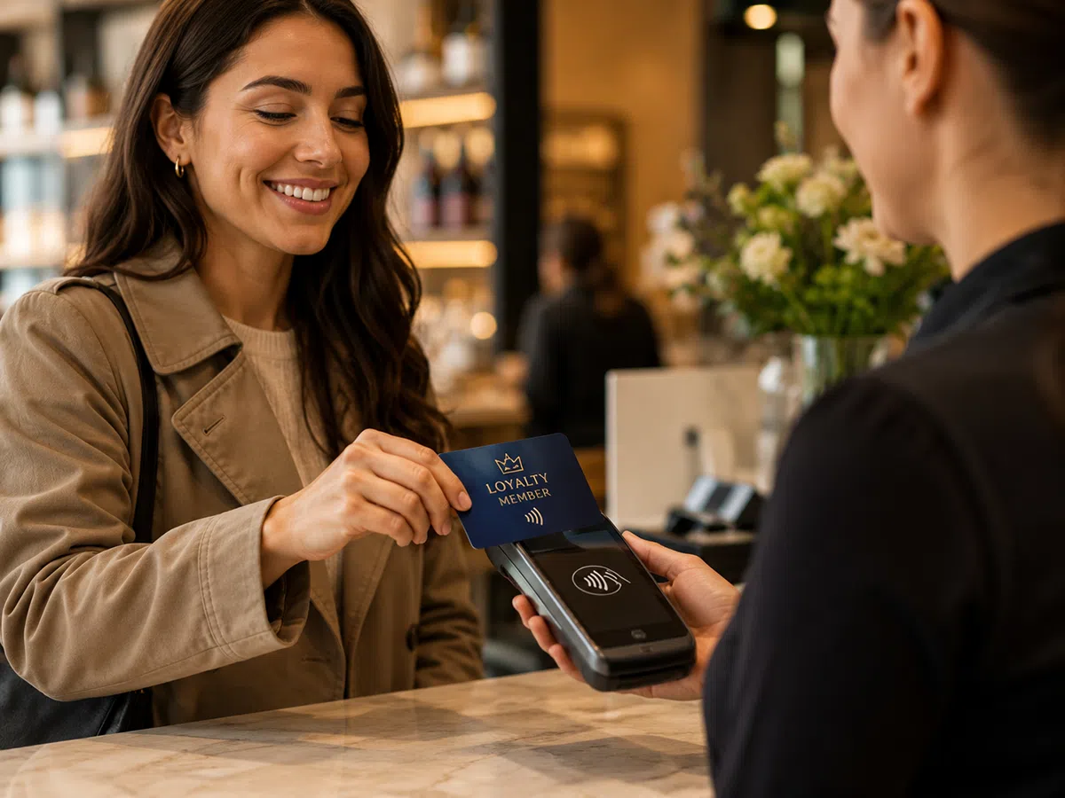 NFC loyalty membership card tapped at retail point of sale