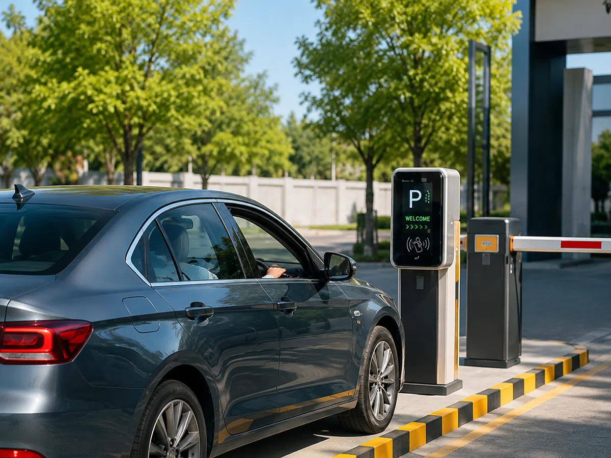 UHF RFID card used for vehicle access at parking barrier gate