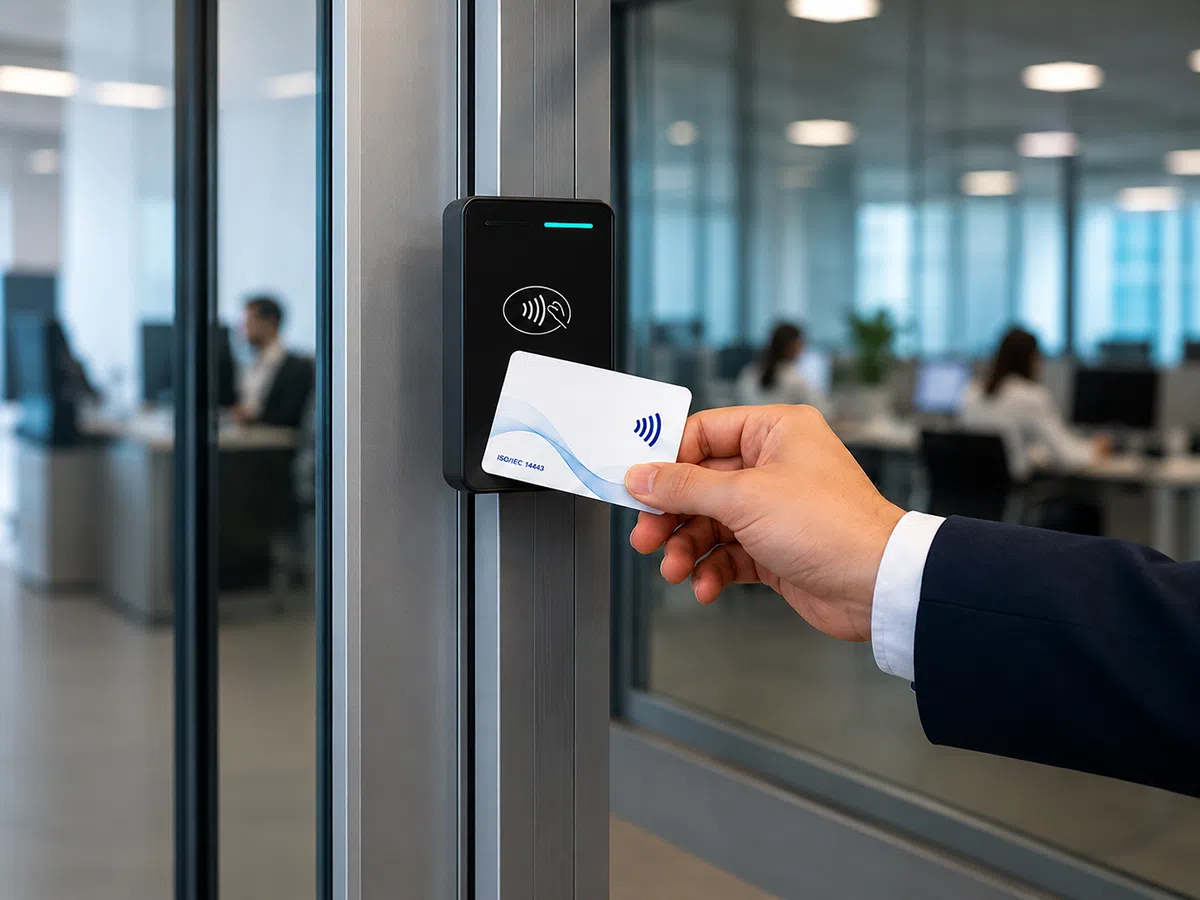 Access control card made from HF prelam sheet used at office door reader