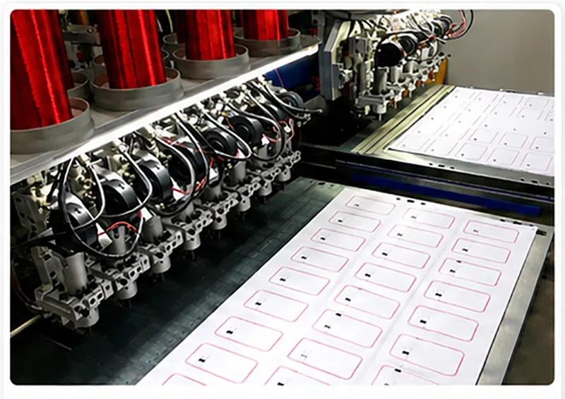 Automatic antenna coil winding and welding machines on inlay sheets