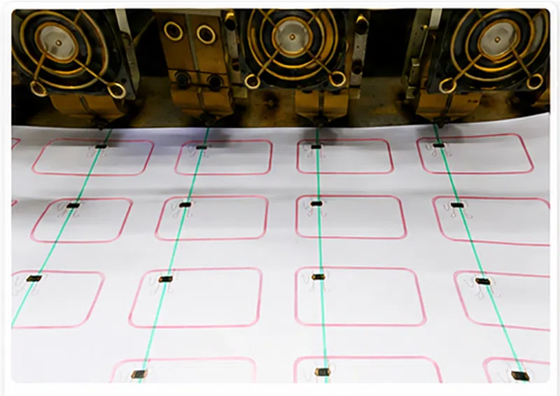 RFID chip embedding process on prelam production line