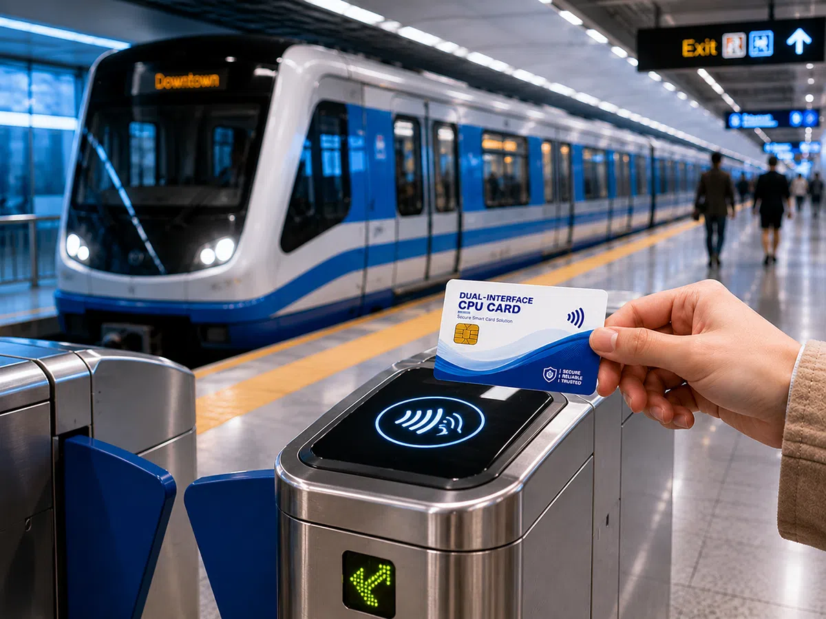 Transit fare card produced from contactless prelam sheet at metro gate