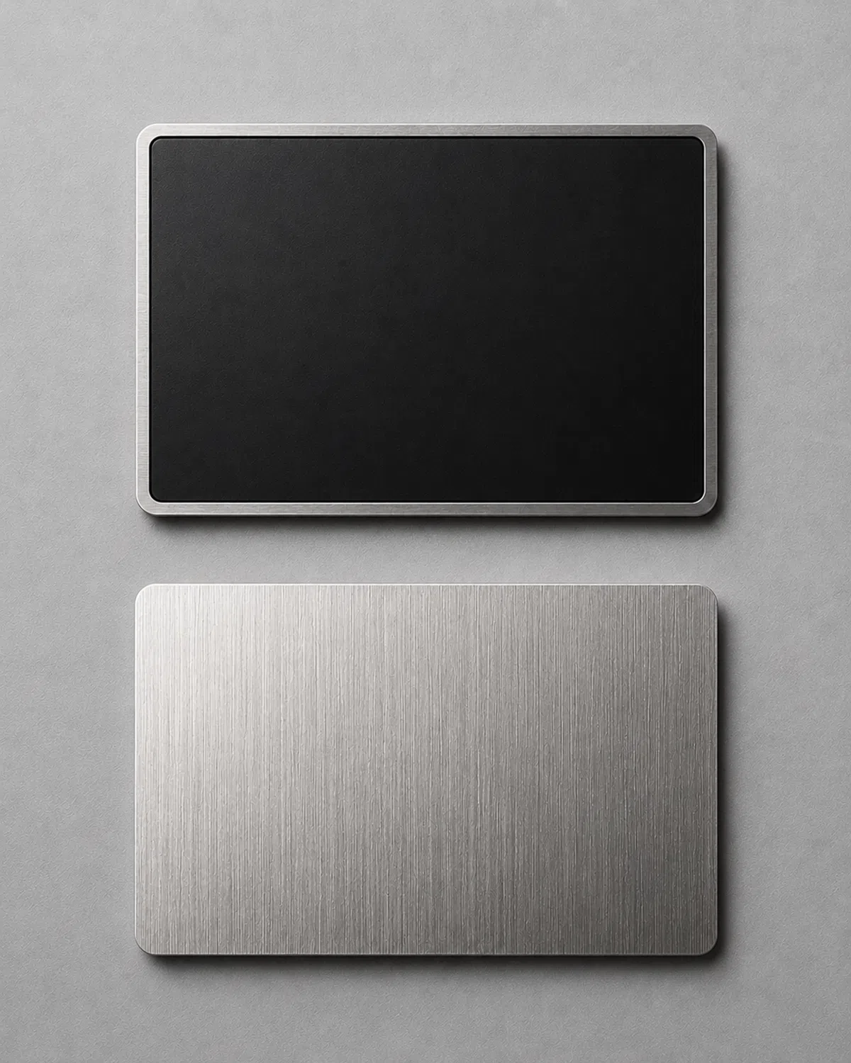 Black and brushed silver metal card finish comparison