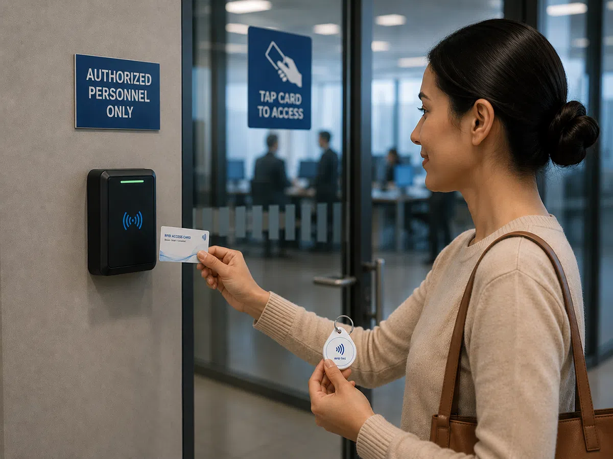 Teslin RFID access card with a matching key fob tag