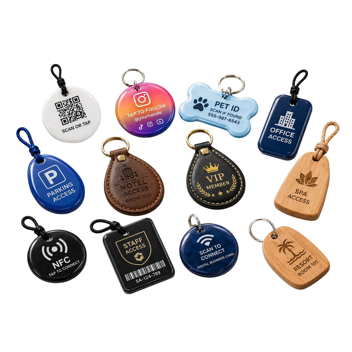 Custom RFID Keyfob │ ABS, Epoxy, Leather & Wood