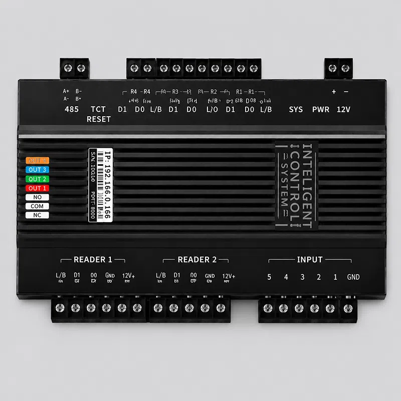 CedaGlo RFID access controller with labeled reader, input and output terminal blocks