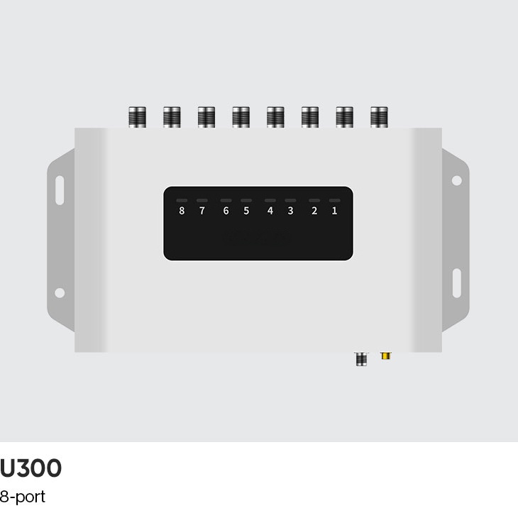 CedaGlo U300 8 Channel configuration, eight antenna ports along the top edge