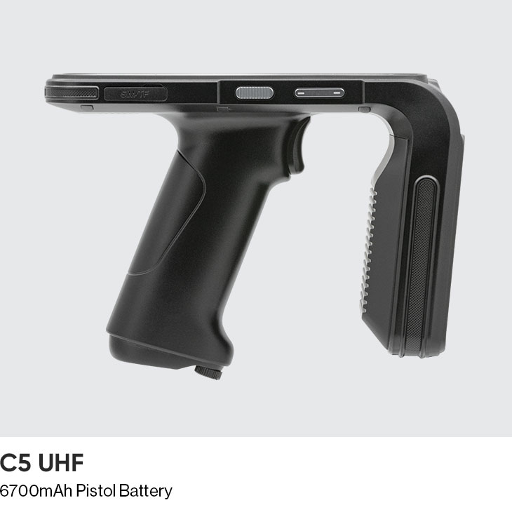 Side profile of the CedaGlo C5 fitted with the 7000mAh removable pistol battery