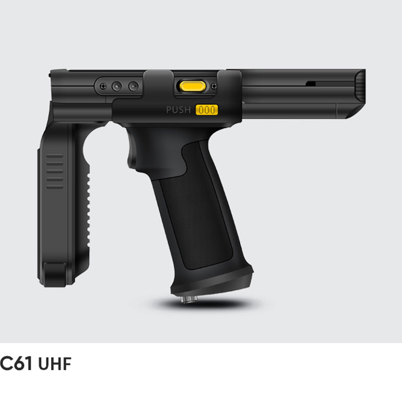 C61 UHF configuration shown with the UHF back clip and handle