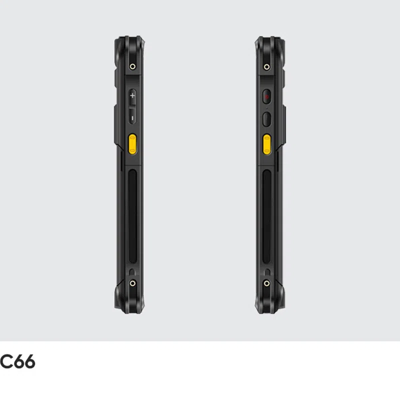 Both side profiles of the CedaGlo C66 showing the two scan keys and the volume keys