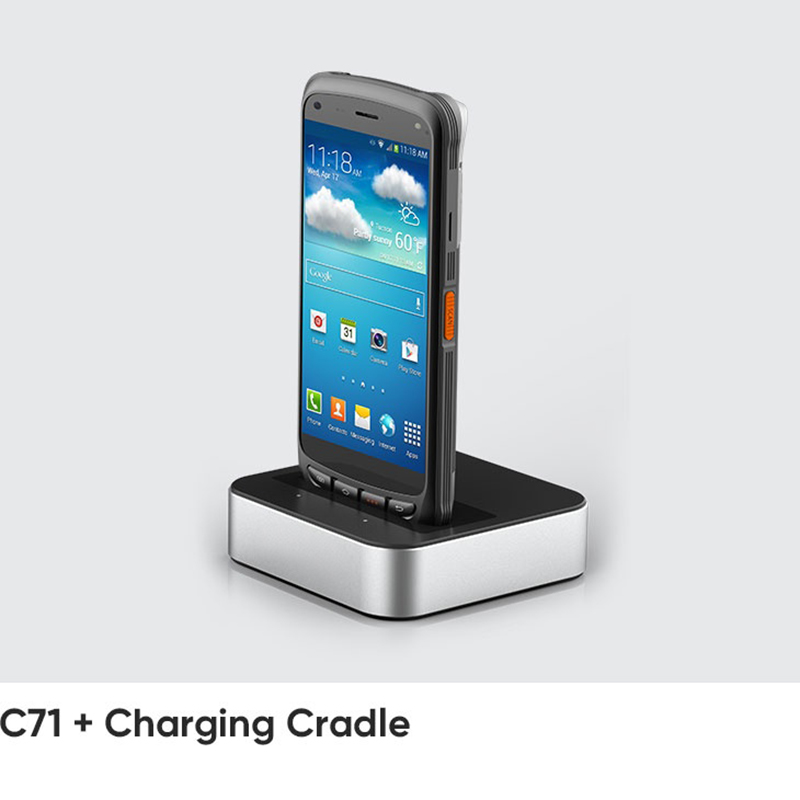 CedaGlo C71 standing upright in a charging cradle