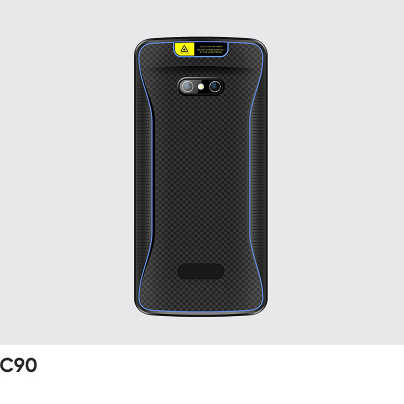 Back cover of the CedaGlo C90 showing the rear cameras and flash above a textured battery cover