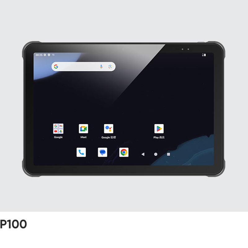 CedaGlo P100 seen straight on, showing the Android 14 home screen