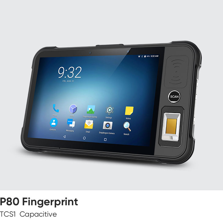 CedaGlo P80 with the TCS1 Capacitive fingerprint sensor set into the panel beside the display