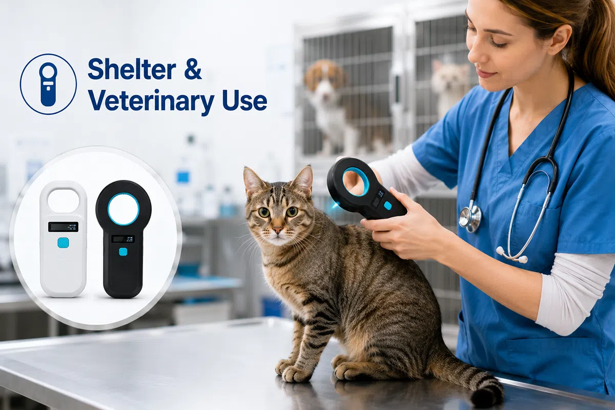 Animal shelter and veterinary use of microchip implanters and handheld readers for pet registration