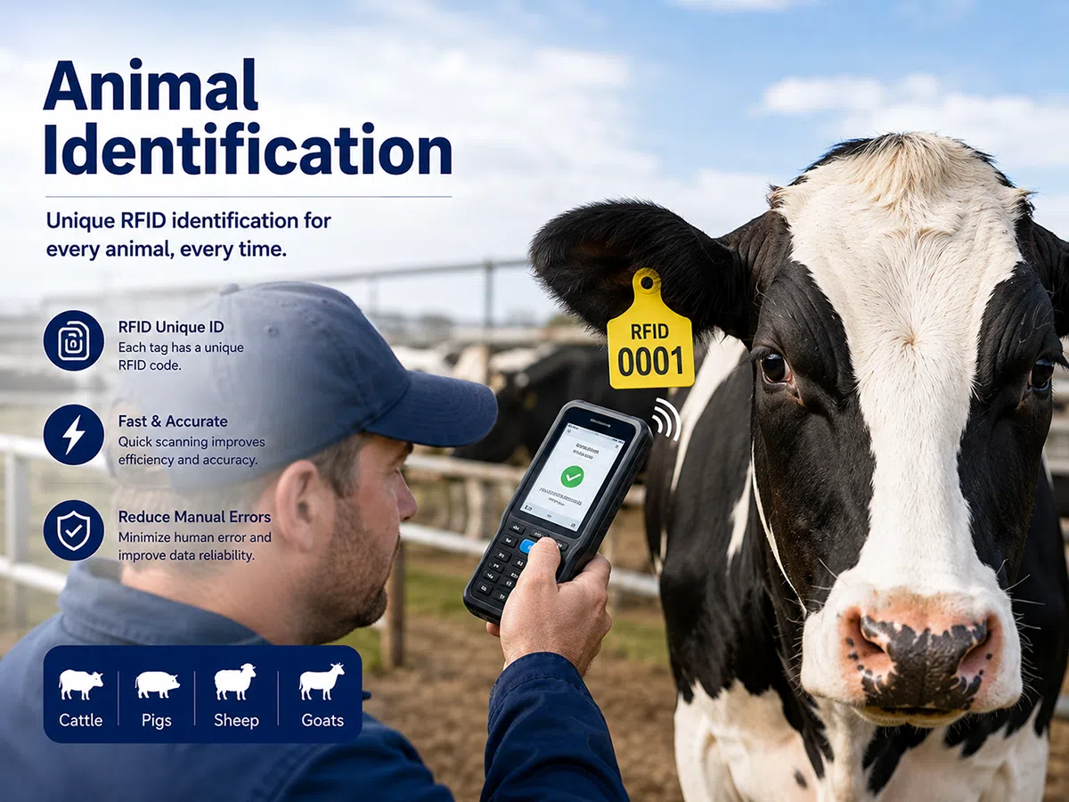 RFID ear tag used for individual animal identification on cattle