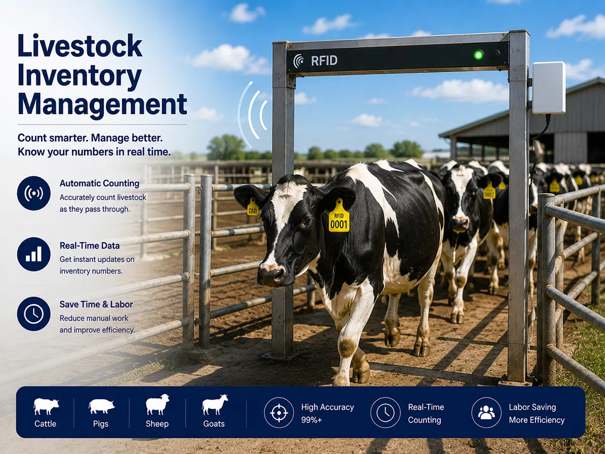RFID ear tag used for livestock inventory and herd counting