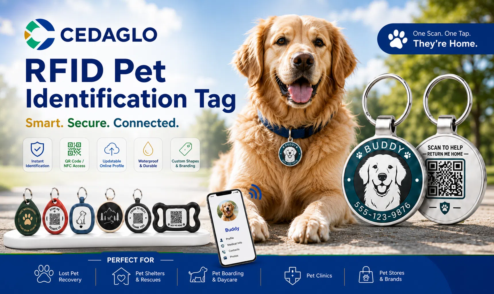 CedaGlo Custom NFC & QR Code Pet ID Tags