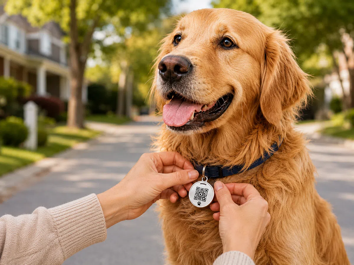 Lost pet recovery using QR NFC pet ID tag scanned by smartphone