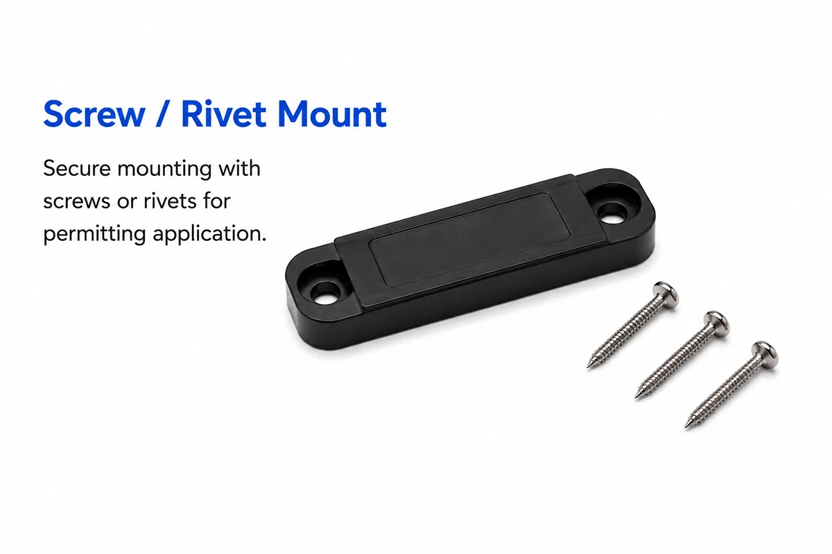 Screw mount UHF RFID hard tag for permanent installation on industrial equipment