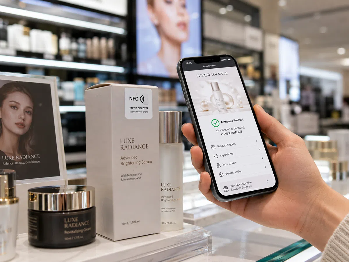 NFC brand interaction solution with smartphone tap and URL encoding
