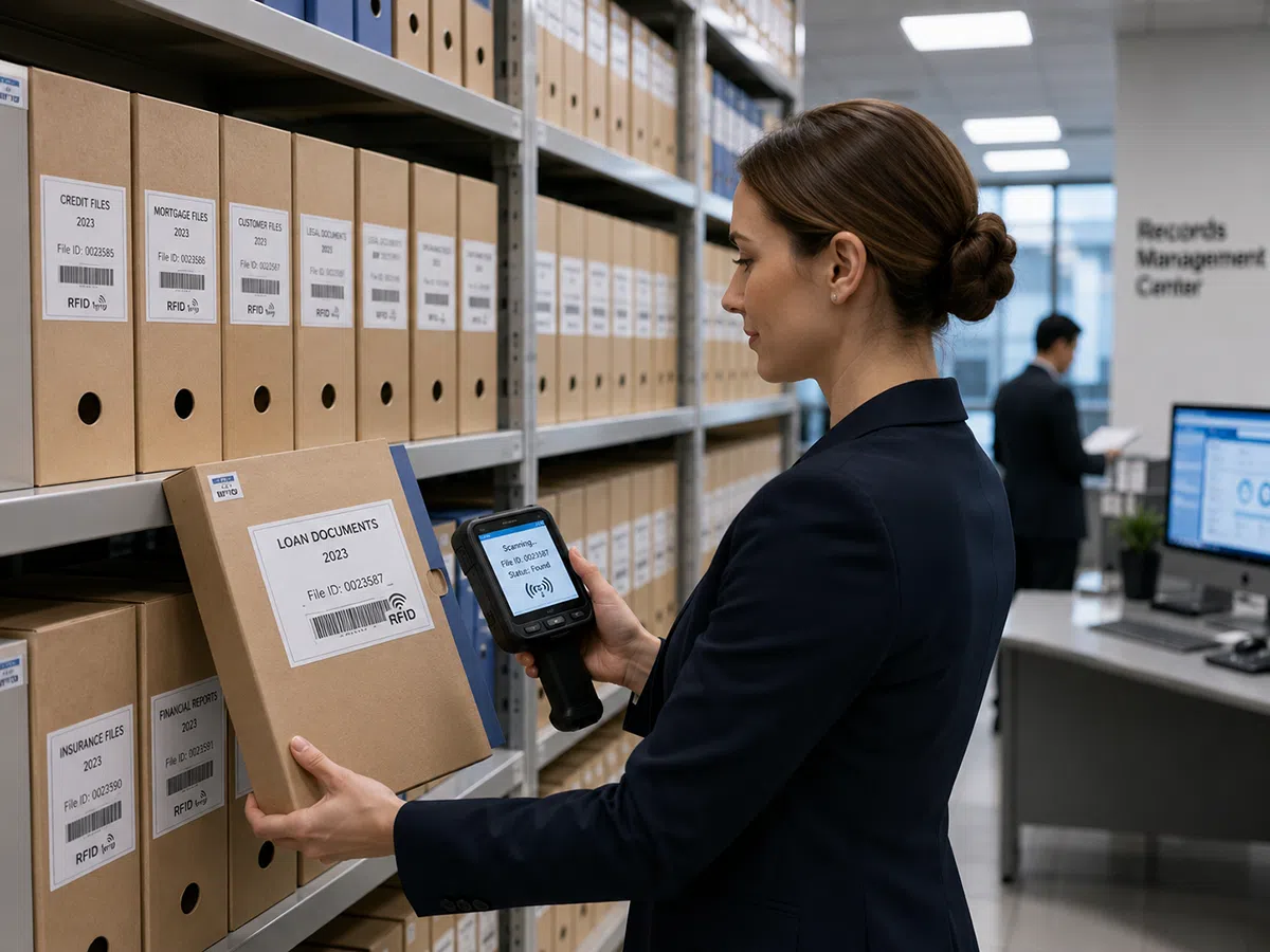 RFID document and file tracking labels for archive and library management
