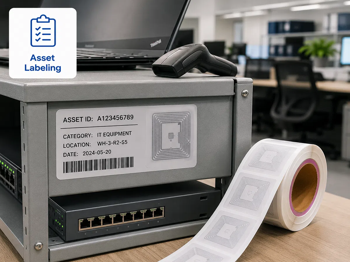 RFID wet inlay asset labels for IT equipment tracking