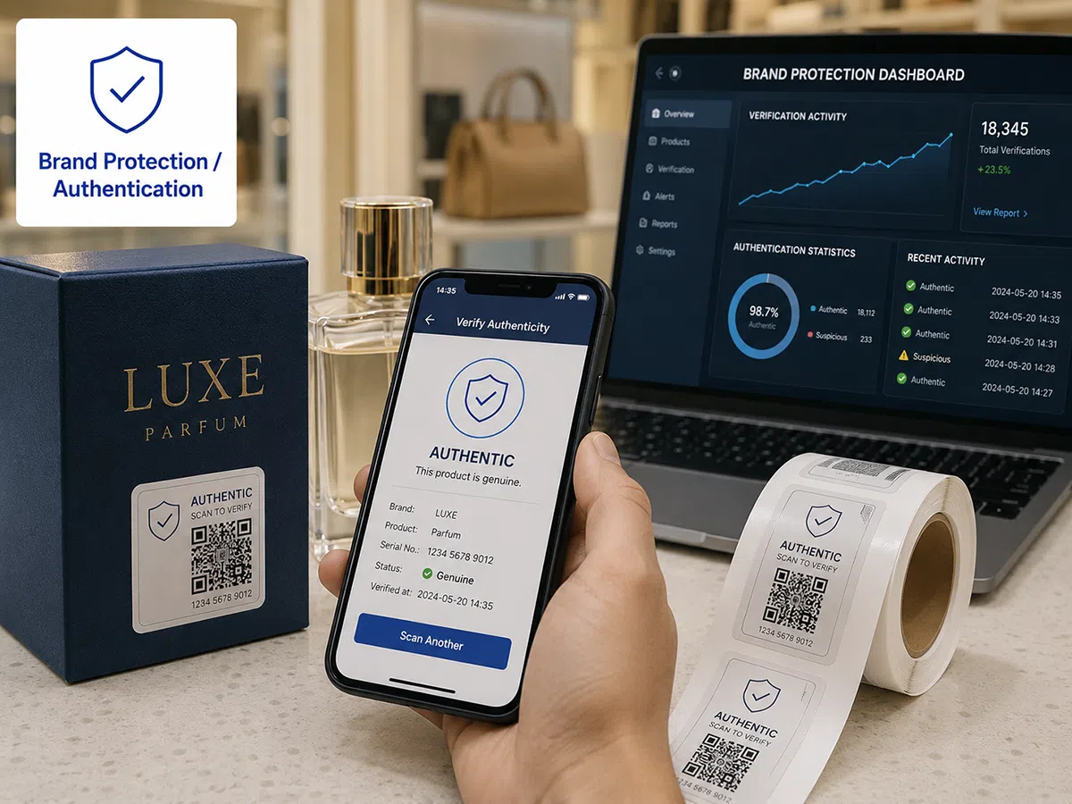 NFC wet inlay labels for brand protection and authentication