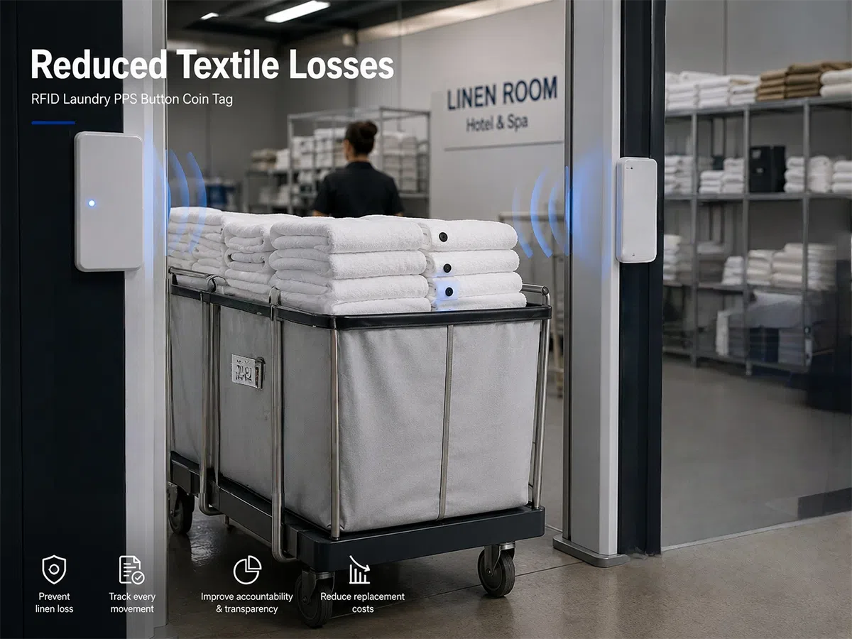 RFID laundry tag for linen rental company textile tracking