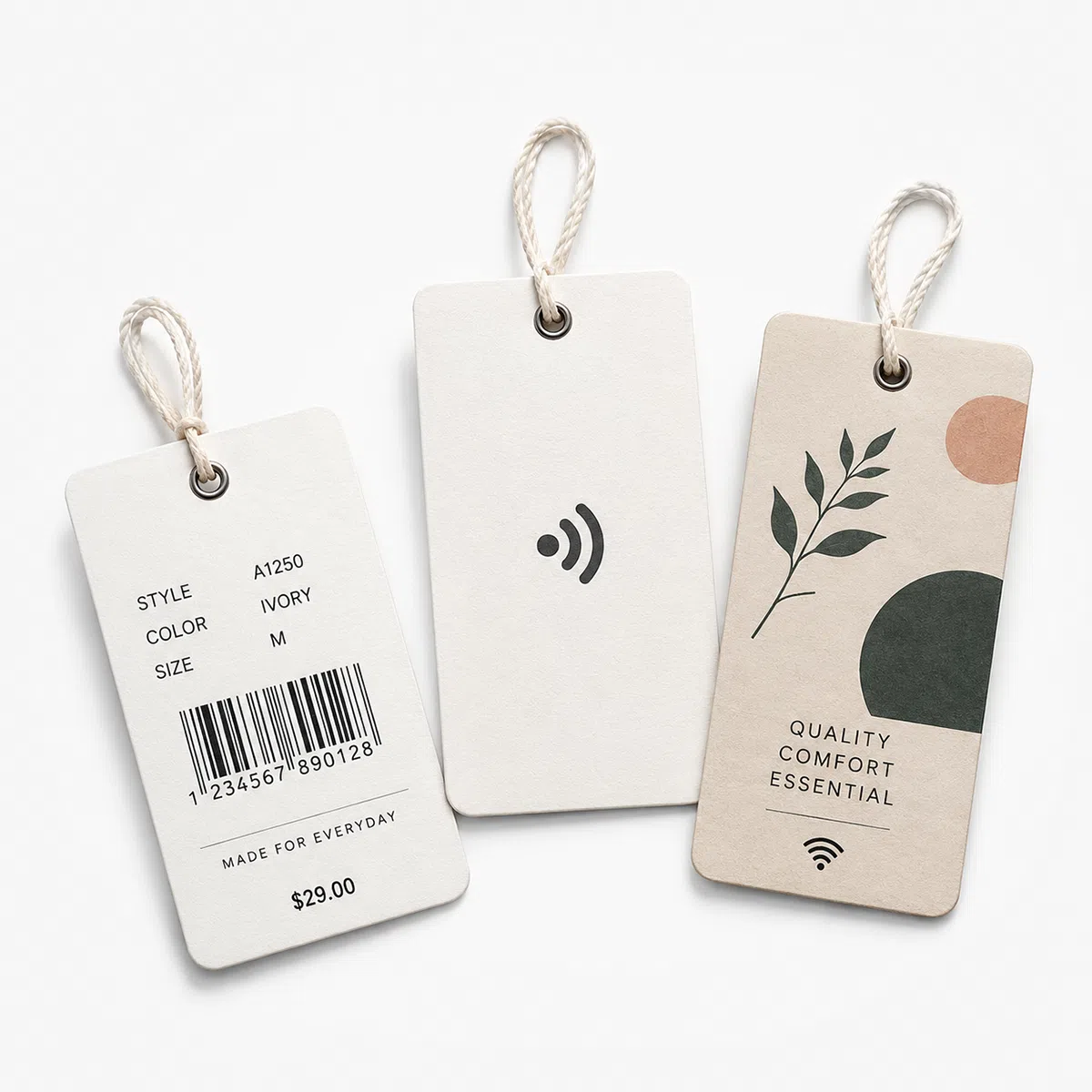Paper RFID hang tag for apparel inventory and retail price tagging