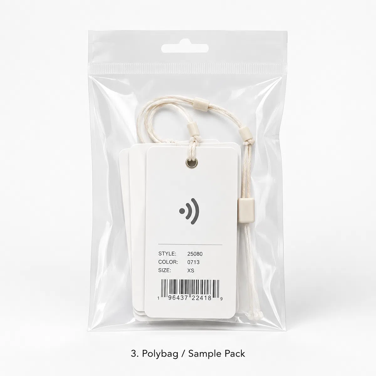 RFID hang tag polybag sample pack for buyer testing and pilot orders