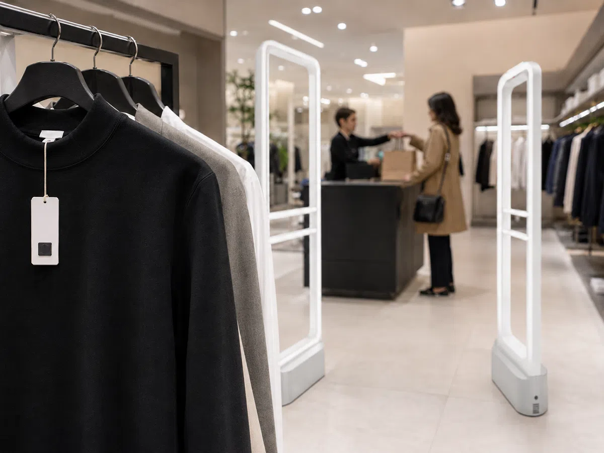 RFID apparel hang tags integrated with retail loss prevention systems