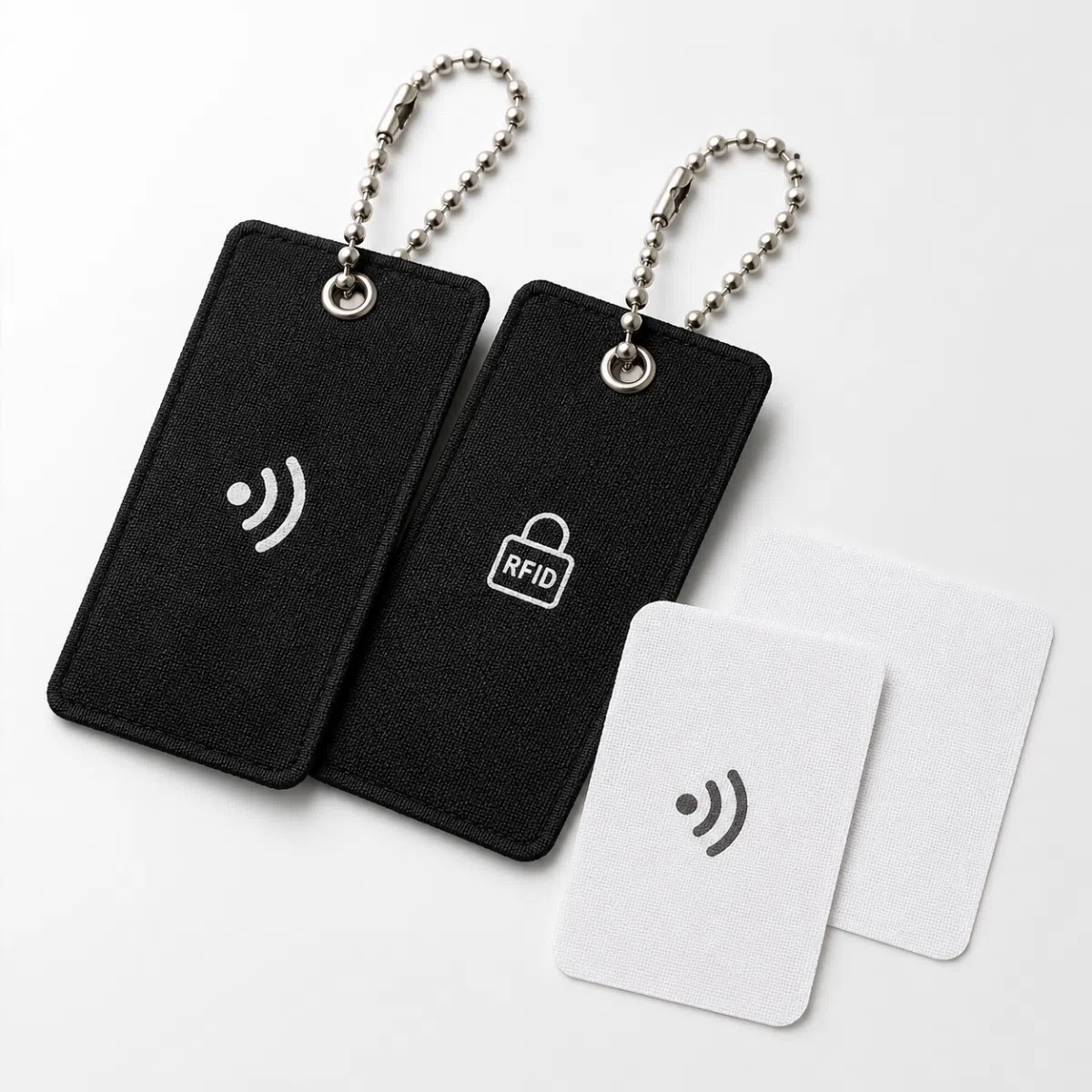 Woven nylon RFID hang tag for garments towels and textile applications