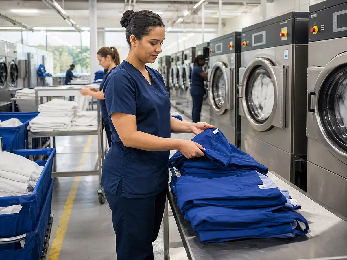 RFID textile label for industrial laundry sorting and workflow tracking