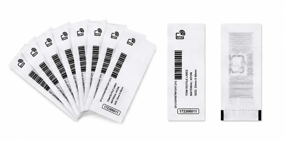 RFID woven label for garments uniforms and textile products