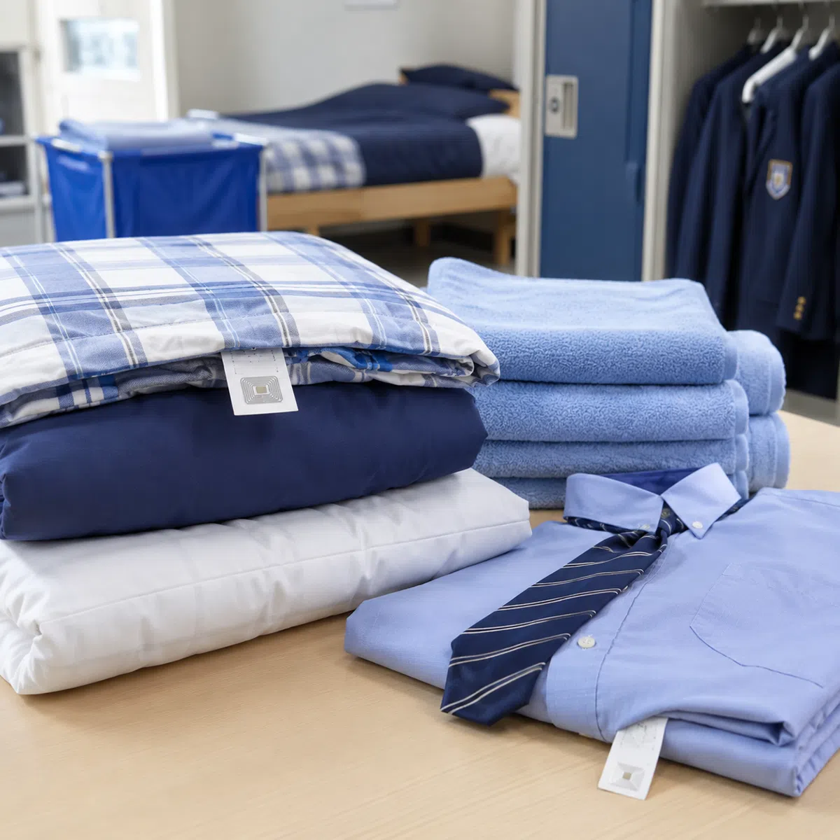 RFID linen tracking tag for school dormitory garment and bedding management