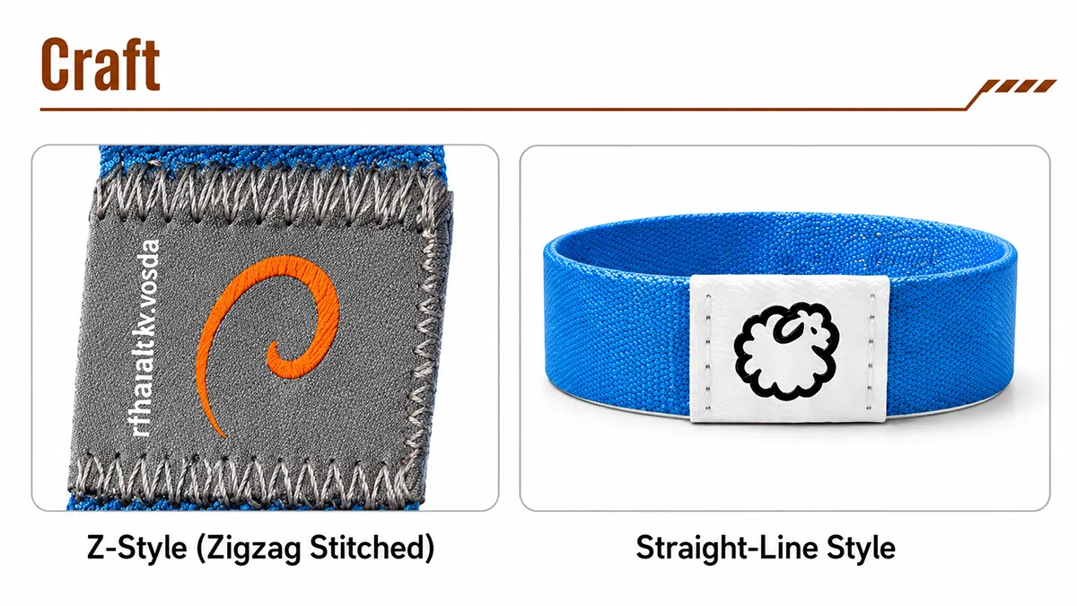 Z-style zigzag stitched RFID module and straight-line style elastic wristband