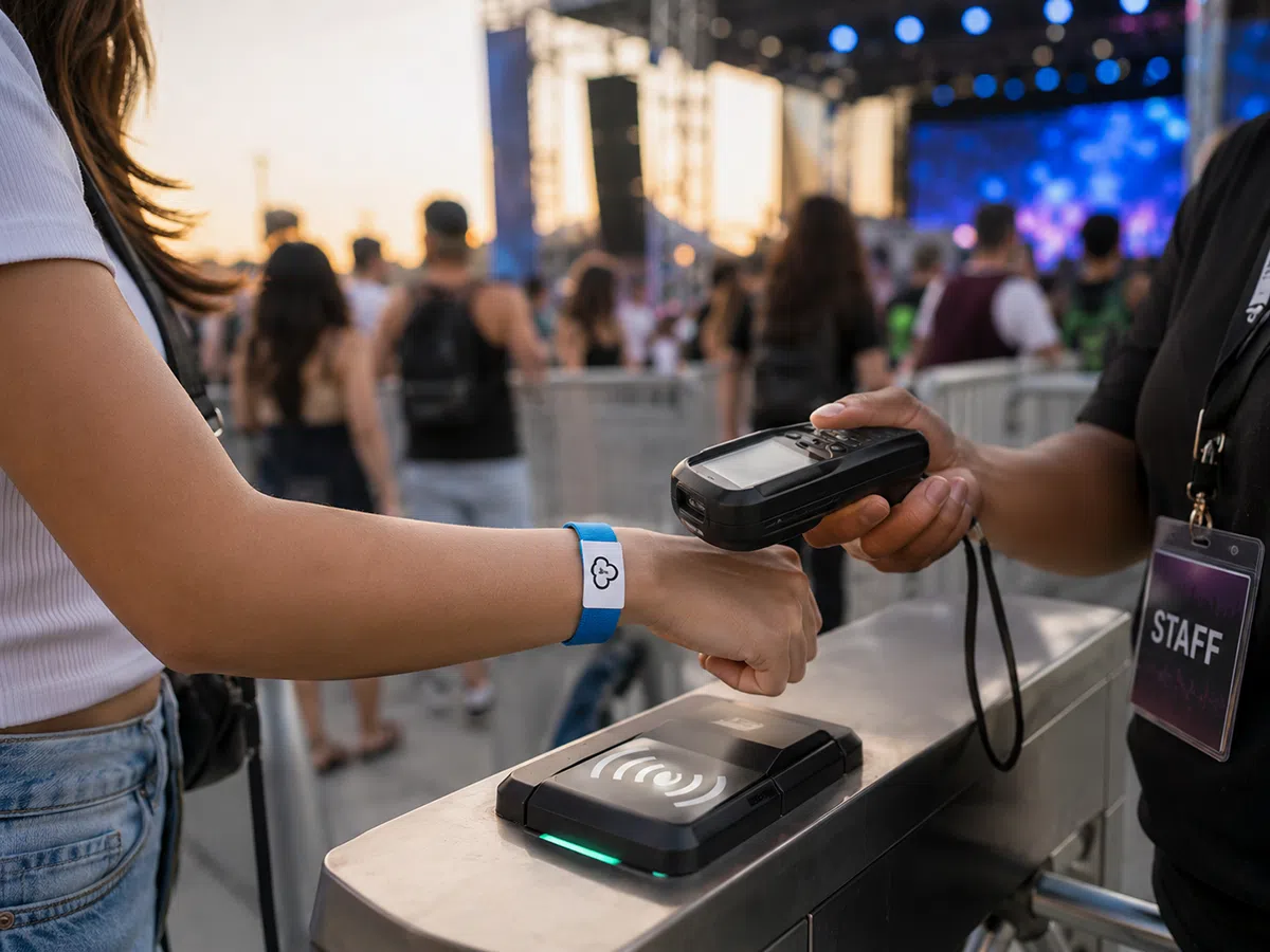 RFID elastic wristbands used for event access control at concerts and festivals