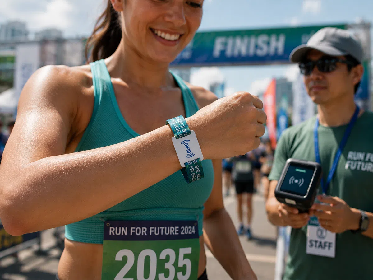 RFID fabric wristband for sports event participant identification and access control
